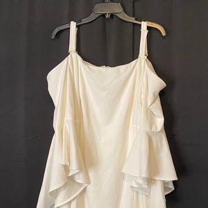 R & M Richards Women's White Off the Shoulder Cocktail Dress with Fluted Sleeves